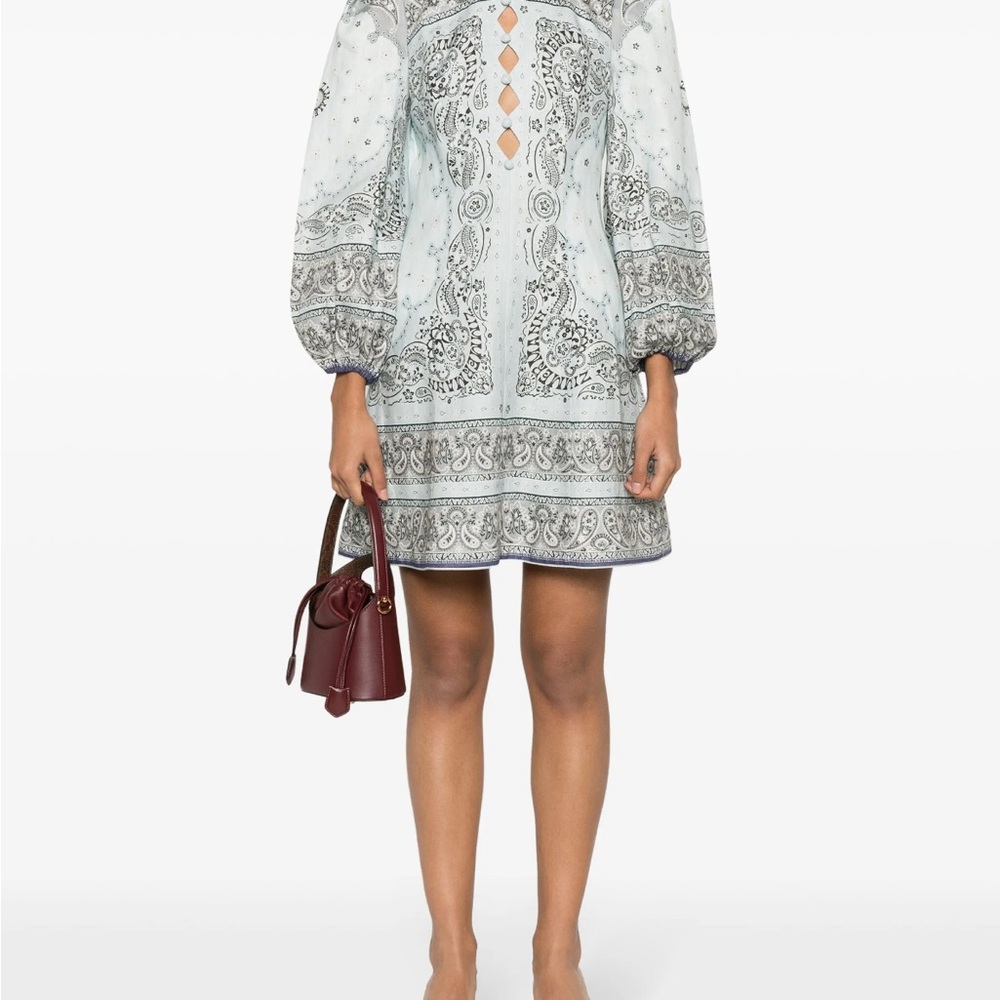 Zimmermann Blue and white Patterned Mini Dress